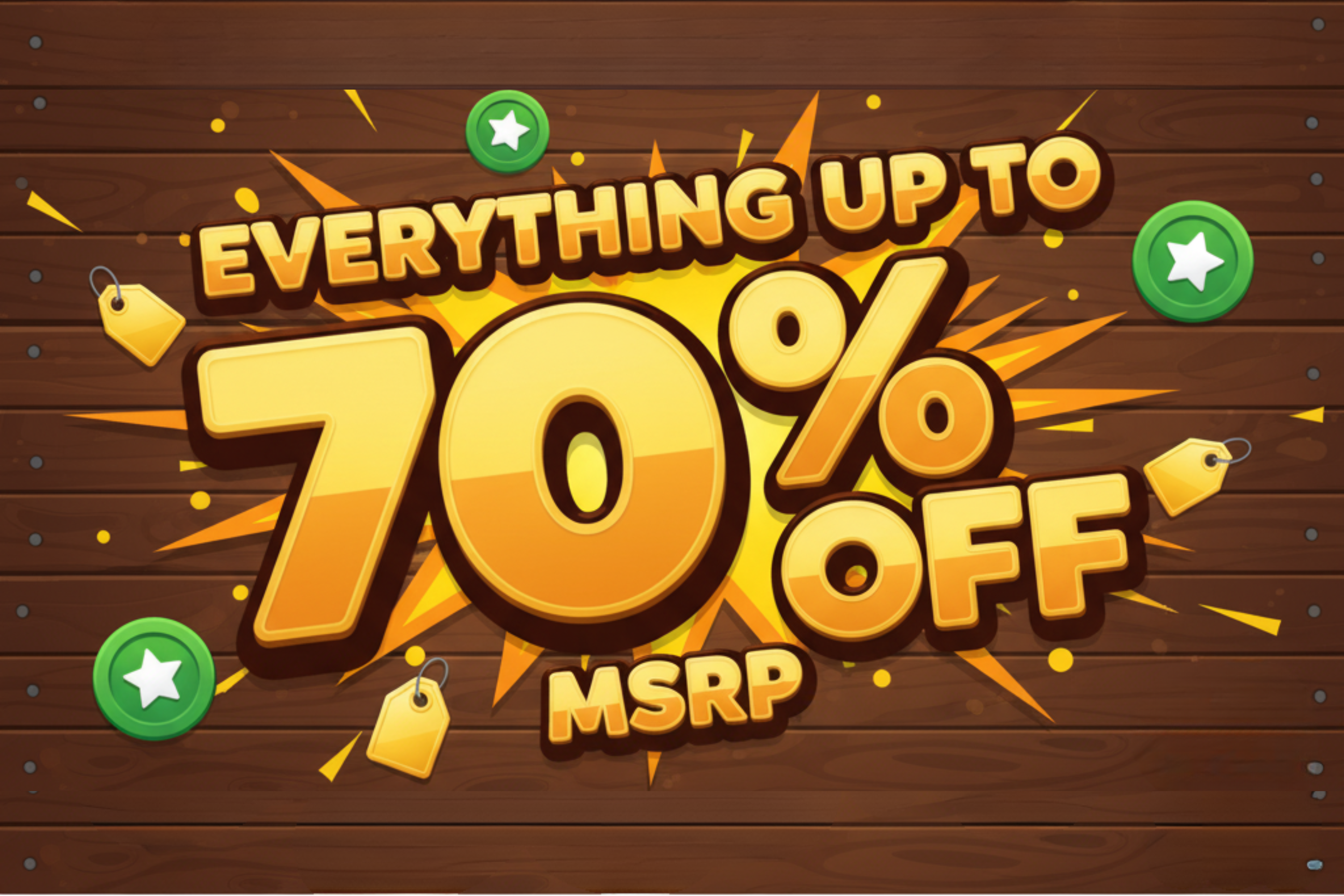 Everything up to 70% off MSRP banner - The Open Crate